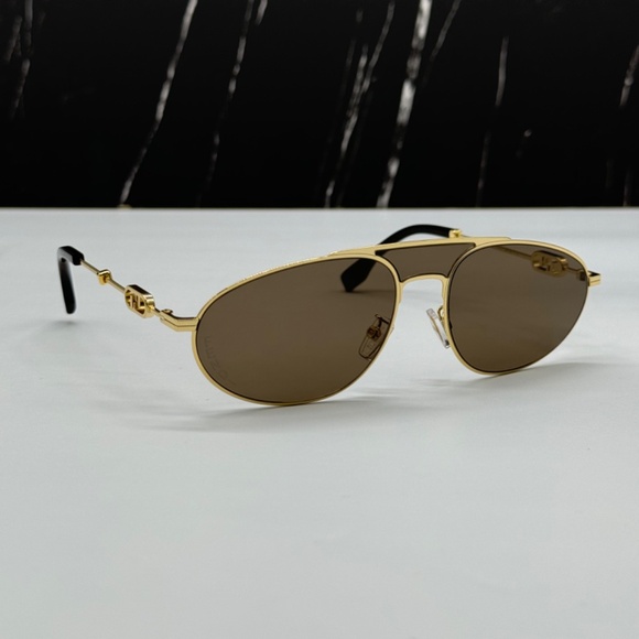 NEW FE40072U 30E FENDI GOLD BROWN OVAL UNISEX FENDI SUNGLASSES - Picture 1 of 12